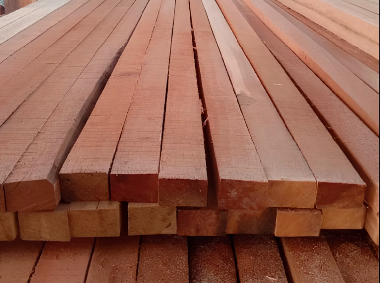 stacks of meranti timber